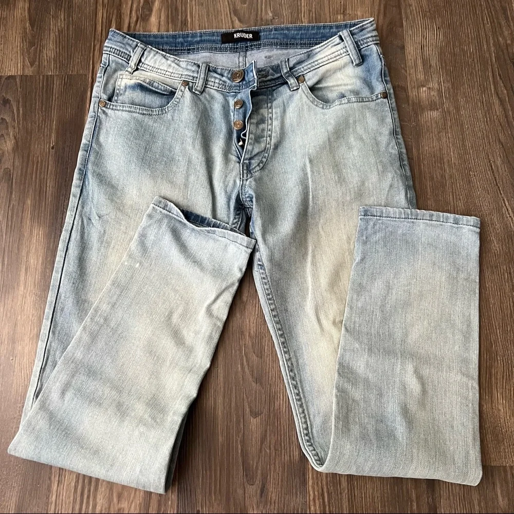 Kruder Bleach Light Wash Button Fly Jeans